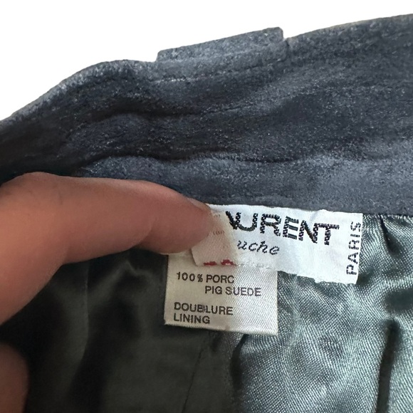 Vintage 1970s Saint Laurent YSL Grey Suede Skirt Size 25 - Picture 10 of 10